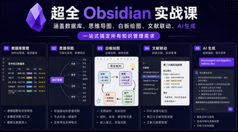 超全Obsidian实战课，涵盖数据库、思维导图、白板绘图、文献联动、AI生成，一站式搞定所有知识管理需求-主题测试