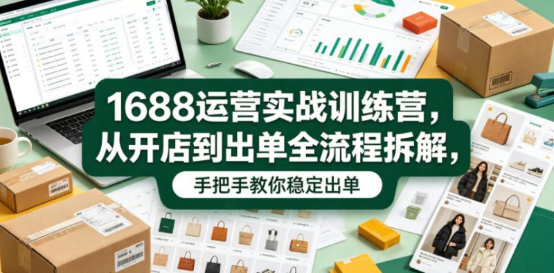 1688运营实战训练营，从开店到出单全流程拆解，手把手教你稳定出单-主题测试