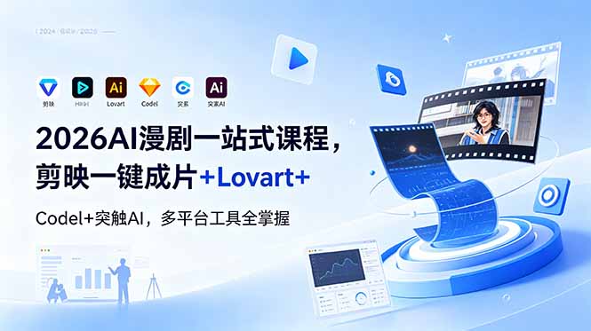 2026AI 漫剧一站式课程，剪映一键成片+Lovart+Codel+突触AI，多平台工具全掌握-主题测试