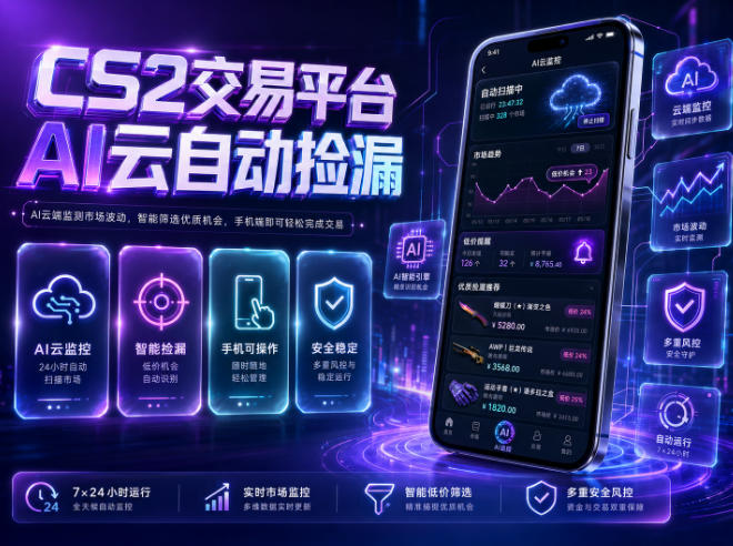 CS2交易平台AI云自动捡漏，多年稳定运行，无需手机，支持任何形式验证，日入300+【揭秘】-主题测试