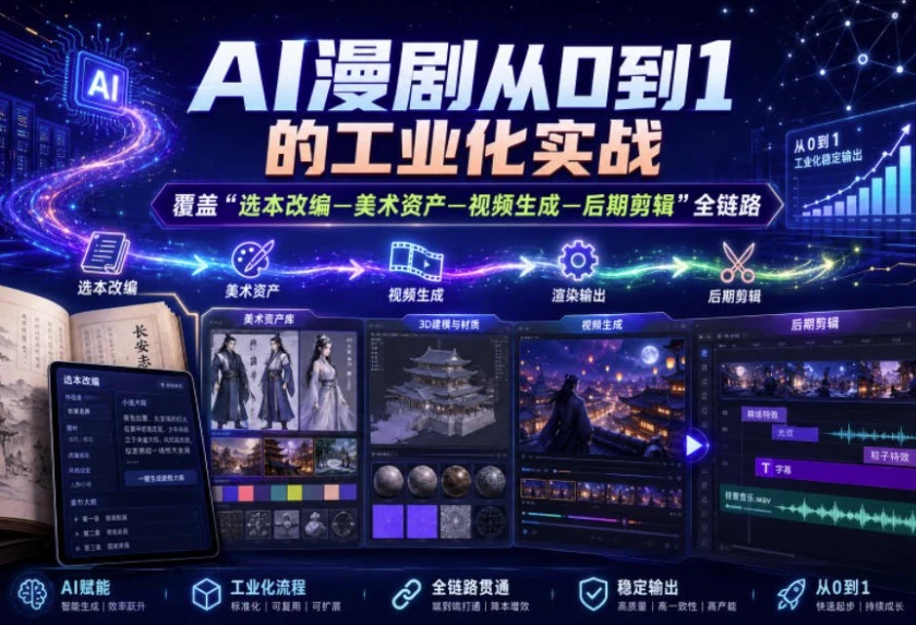 图片[1]-AI漫剧从0到1的工业化实战，覆盖“选本改编—美术资产—视频生成—后期剪辑”全链路课程-主题测试