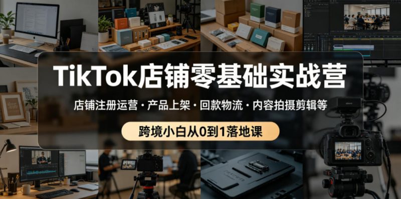 TikTok店铺零基础实战营，店铺注册运营・产品上架・回款物流・内容拍摄剪辑等 ，跨境小白从0到1落地课-主题测试