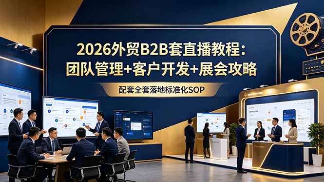 2026外贸B2B套直播教程：团队管理+客户开发+展会攻略，配套全套落地标准化SOP-主题测试