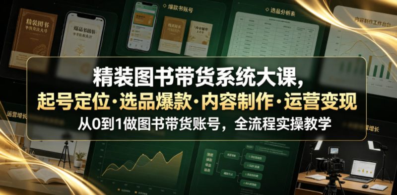 精装图书带货系统大课,起号定位・选品爆款・内容制作・运营变现,从0到1做图书带货账号,全流程实操教学-主题测试