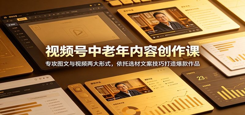 视频号中老年内容创作课：专攻图文与视频两大形式，依托选材文案技巧打造爆款作品-主题测试
