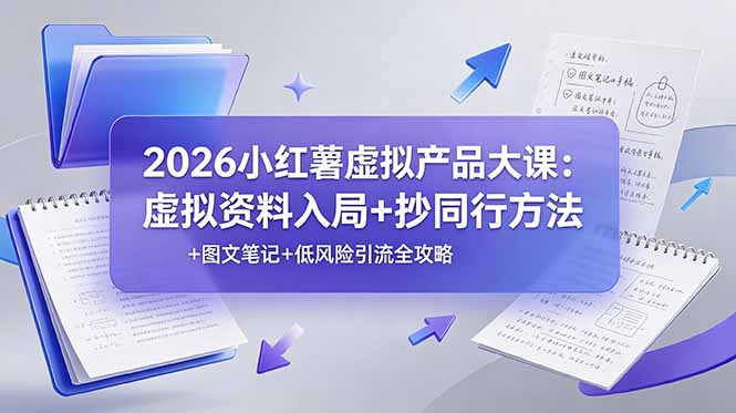 2026小红薯虚拟产品大课：虚拟资料入局+抄同行方法+图文笔记+低风险引流全攻略-主题测试