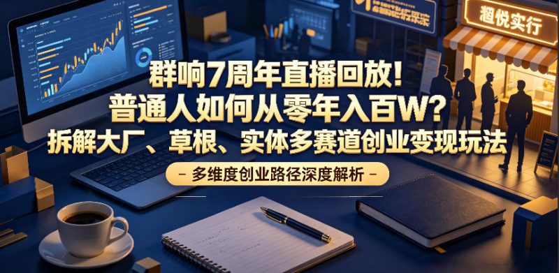群响7周年直播回放!普通人如何从零年入百W?拆解大厂、草根、实体多赛道创业变现玩法-主题测试