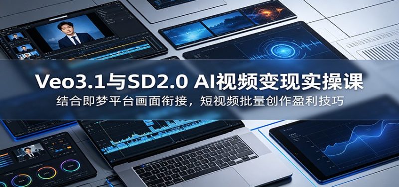 Veo3.1与SD2.0 AI视频变现实操课课：结合即梦平台画面衔接，短视频批量创作盈利技巧-主题测试