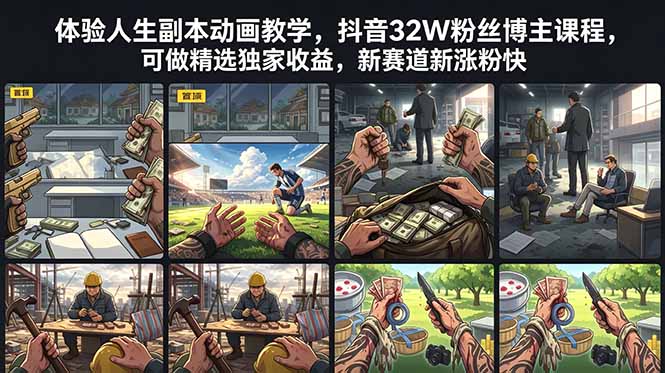 体验人生副本动画教学， 抖音32W粉丝博主课程，可做精选独家收益，新赛道新涨粉快-主题测试