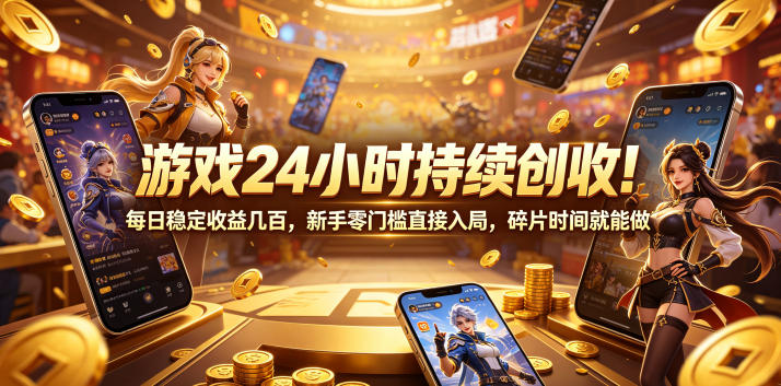 游戏24小时持续创收！每日稳定收益几百，新手零门槛直接入局，碎片时间就能做【揭秘】-主题测试