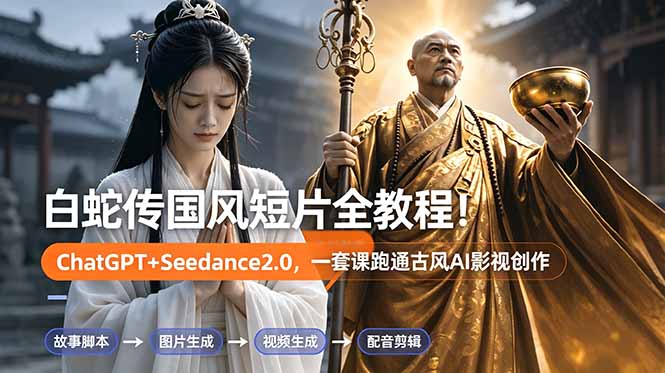 白蛇传-国风短片全教程！ChatGPT+Seedance2.0，一套课跑通古风AI影视创作-主题测试