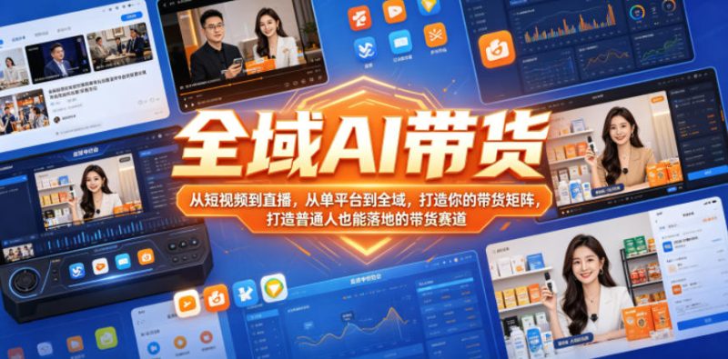 全域AI带货，从短视频到直播，从单平台到全域，打造你的带货矩阵，打造普通人也能落地的带货赛道(0610更新)-主题测试