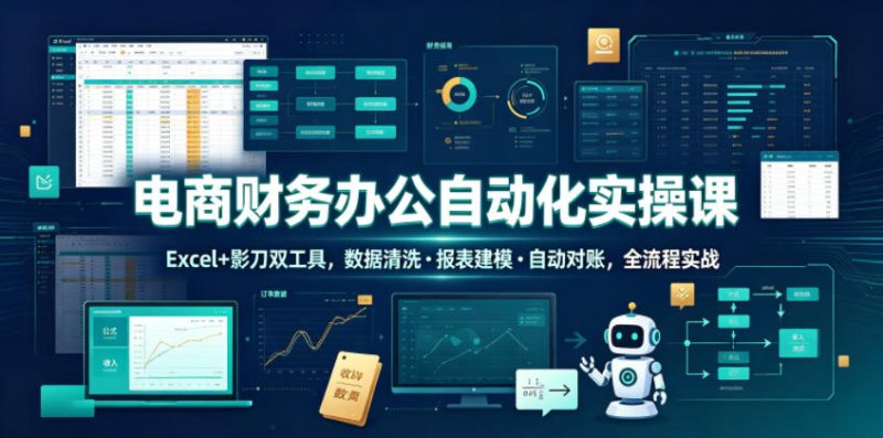 电商财务办公自动化实操课，Excel+影刀双工具，数据清洗・报表建模・自动对账，全流程实战-主题测试