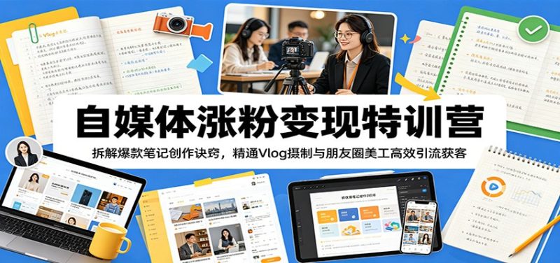 自媒体涨粉变现特训营：拆解爆款笔记创作诀窍，精通Vlog摄制与朋友圈美工高效引流获客-主题测试