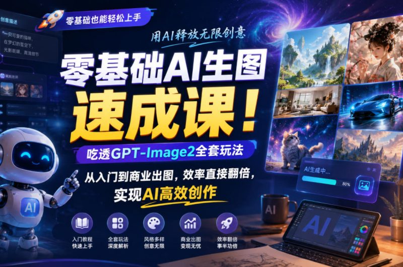零基础AI生图速成课！吃透GPT-Image2全套玩法，从入门到商业出图，效率直接翻倍，实现AI高效创作-主题测试