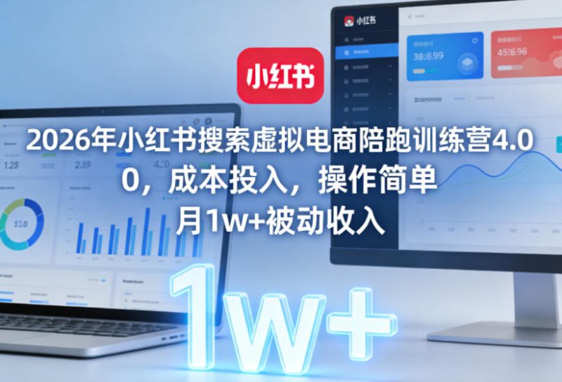 2026年小红书搜索虚拟电商陪跑训练营4.0，0成本投入，操作简单，月1w+被动收入(更新)-主题测试