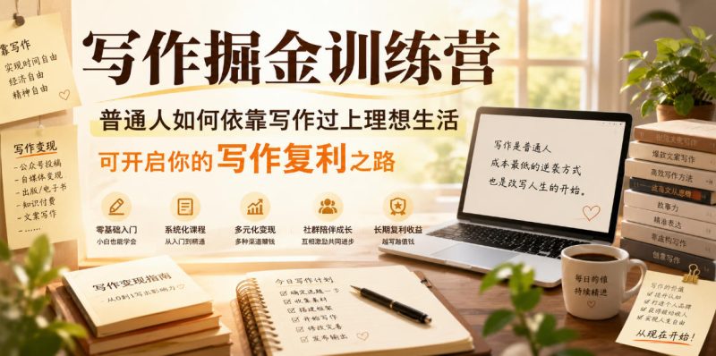 写作掘金训练营,普通人如何依靠写作过上理想生活,可开启你的写作复利之路(更新6月)-主题测试