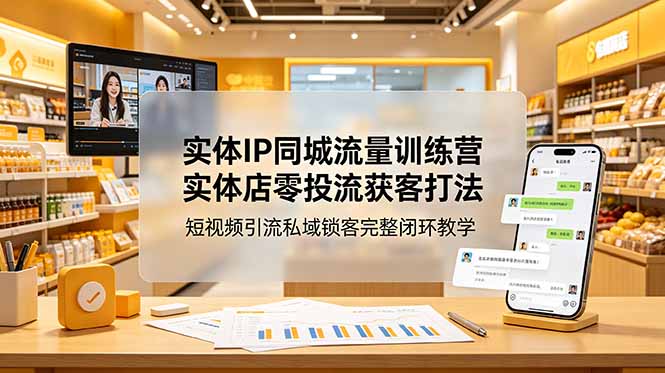 实体IP同城流量训练营：实体店零投流获客打法，短视频引流私域锁客完整闭环教学-主题测试