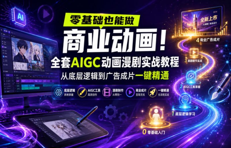 零基础也能做商业动画!全套AIGC动画漫剧实战教程,从底层逻辑到广告成片一键精通-主题测试
