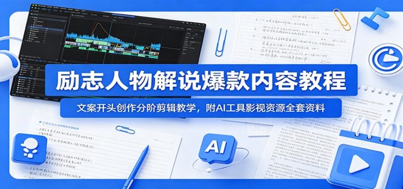 励志人物解说爆款内容教程：文案开头创作分阶剪辑教学，附AI 工具影视资源全套资料-主题测试