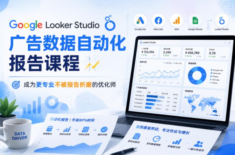 Google Looker Studio广告数据自动化报告课程，成为更专业不被报告折磨的优化师-主题测试