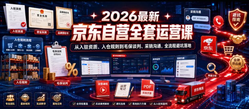 2026最新京东自营全套运营课，从入驻资质、入仓规则到毛保谈判、采销沟通，全流程避坑落地-主题测试