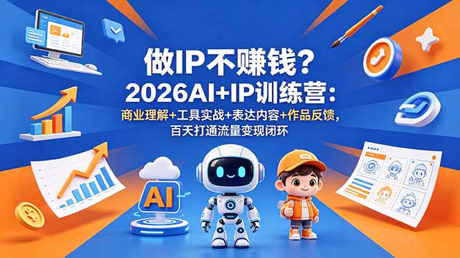 做IP不赚钱？2026AI+IP训练营：商业理解+工具实战+表达内容+作品反馈，百天打通流量变现闭环-主题测试