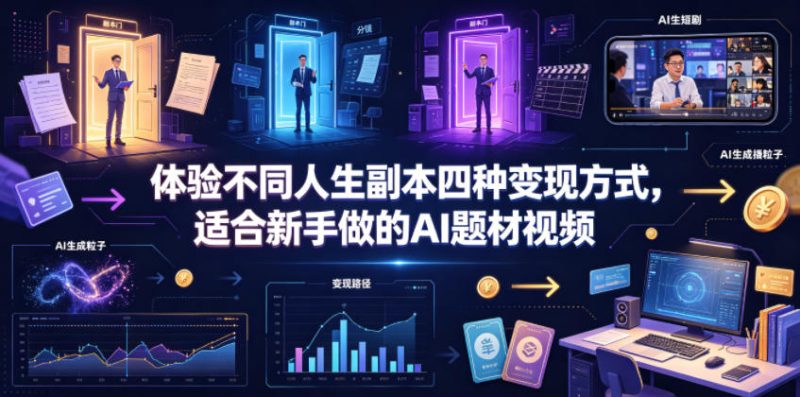 体验不同人生副本四种变现方式，适合新手做的AI题材视频-主题测试