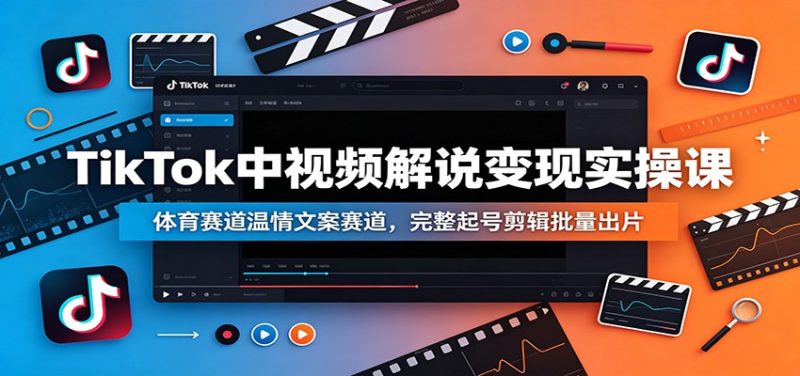 TikTok中视频解说变现实操课：体育赛道温情文案赛道，完整起号剪辑批量出片-主题测试