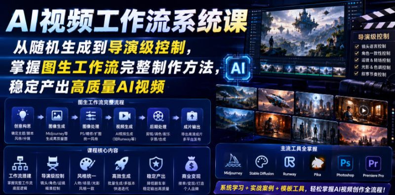 AI视频工作流系统课，从随机生成到导演级控制，掌握图生工作流完整制作方法，稳定产出高质量AI视频-主题测试