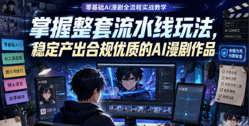 零基础AI漫剧全流程实战教学,掌握整套流水线玩法,稳定产出合规优质的AI漫剧作品-主题测试