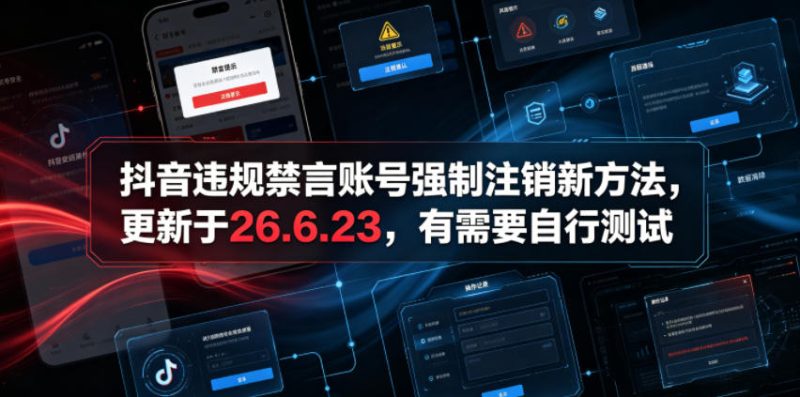 抖音违规禁言账号强制注销新方法，更新于26.6.23，有需要自行测试-主题测试