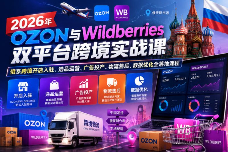 2026年OZON与Wildberries双平台跨境实战课,俄系跨境开店入驻、选品运营、广告投产、物流售后、数据优化全落地课程-主题测试