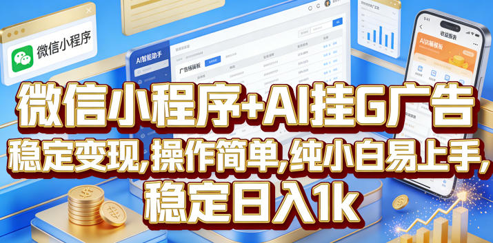 微信小程序+AI挂G广告，稳定变现，操作简单，纯小白易上手，稳定日入1k【揭秘】-主题测试