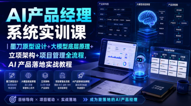 AI产品经理系统实训课｜墨刀原型设计+大模型底层原理+立项架构+项目管理全流程，AI产品落地实战教程-主题测试