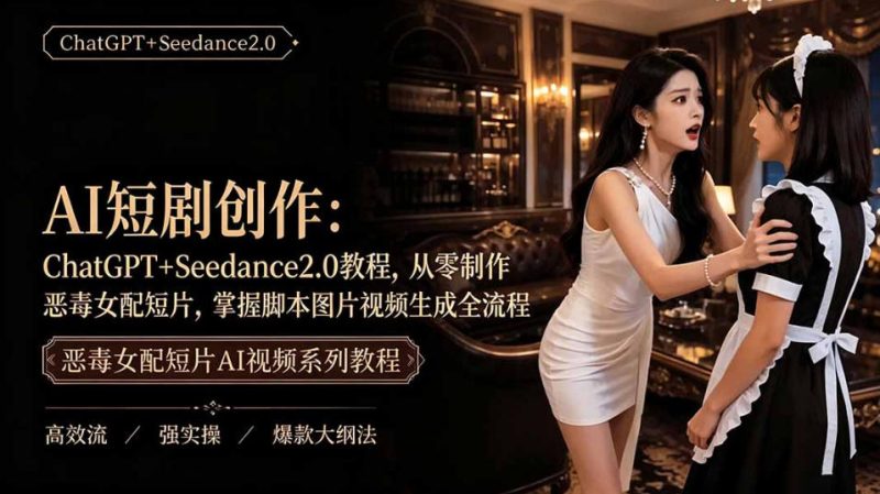 AI短剧从零创作实战课｜ChatGPT脚本撰写+Seedance2.0视频生成，恶毒女配短剧全流程教程-主题测试