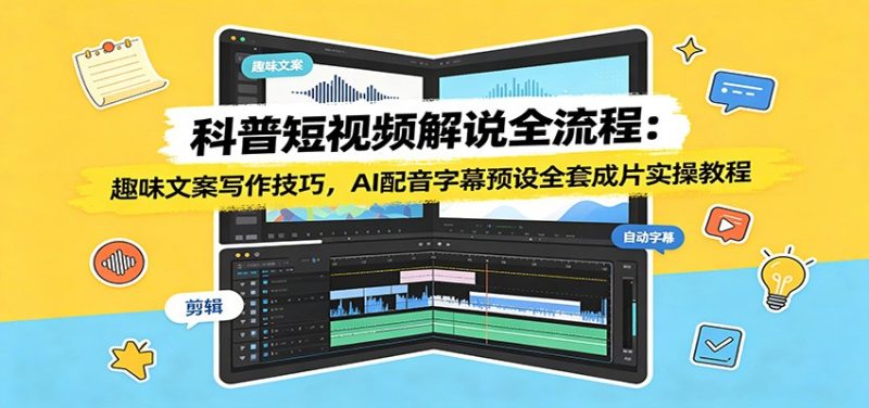 科普短视频解说全流程：趣味文案写作技巧，AI配音字幕预设全套成片实操教程-主题测试