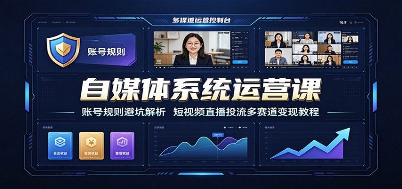 自媒体系统运营课：账号规则避坑解析，短视频直播投流多赛道变现教程-主题测试