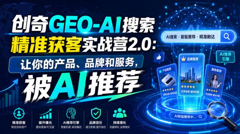创奇GEO-AI搜索精准获客实战营2.0：让你的产品、品牌和服务，被AI推荐-主题测试