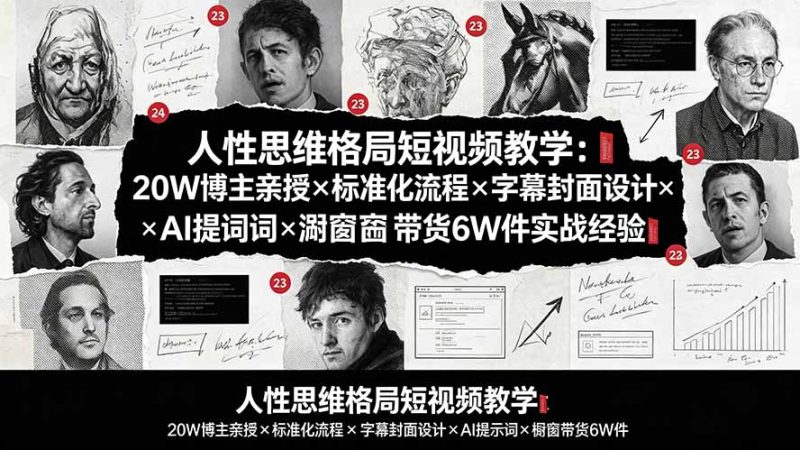 人性思维格局短视频教学:20W博主亲授×标准化流程×字幕封面设计×AI提示词×橱窗带货6W件实战经验-主题测试