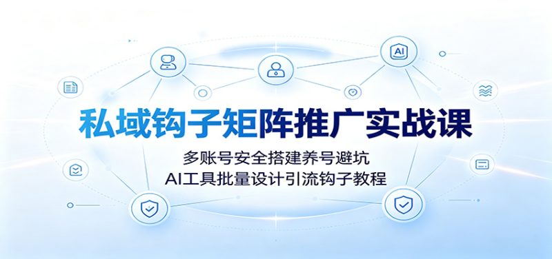 私域钩子矩阵推广实战课：多账号安全搭建养号避坑，AI工具批量设计引流钩子教程-主题测试