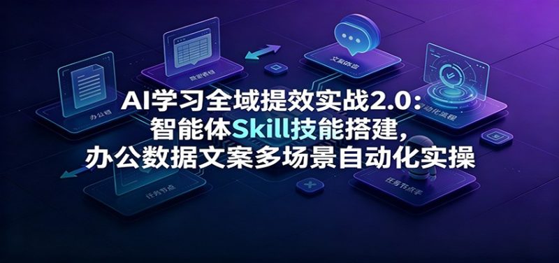 AI学习全域提效实战2.0：智能体Skill技能搭建，办公数据文案多场景自动化实操-主题测试