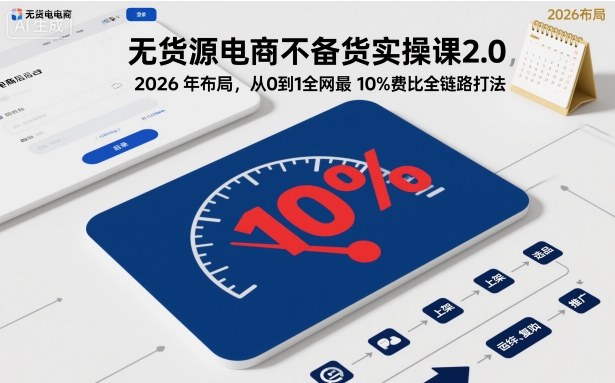 无货源电商不备货实操课2.0，2026年布局，从0到1全网最低10%费比全链路打法【更新26年7月22日】-主题测试