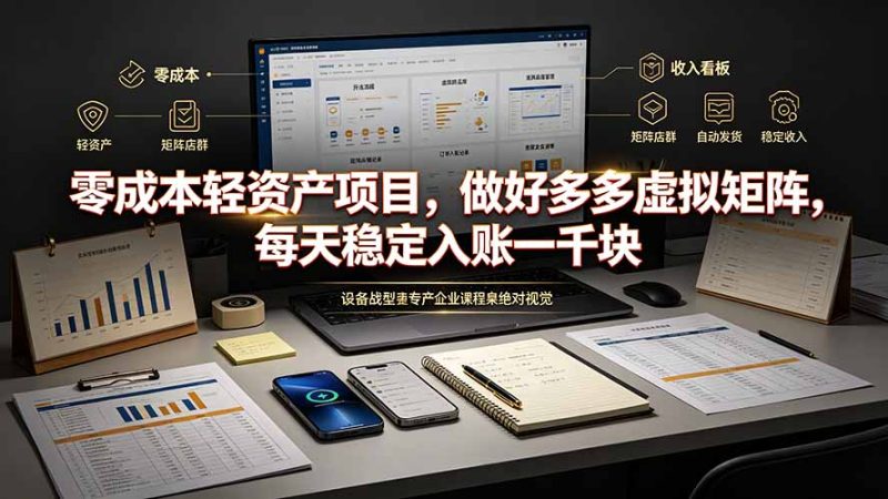 零成本轻资产项目，做好多多虚拟矩阵，每天稳定入账一千块-主题测试