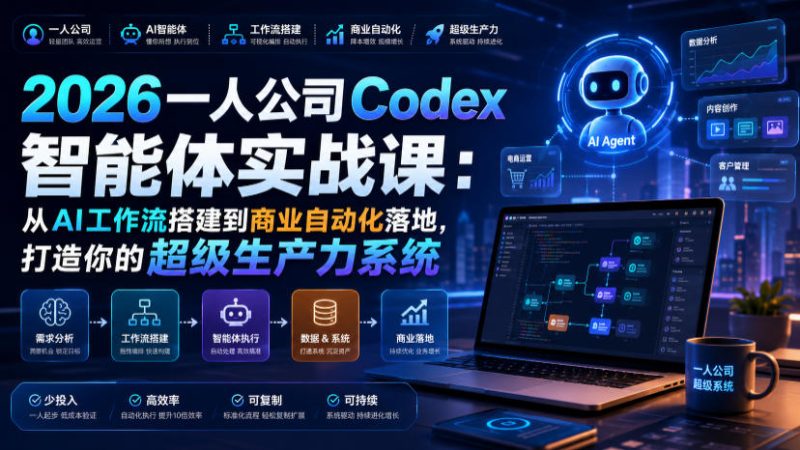 2026一人公司Codex智能体实战课:从AI工作流搭建到商业自动化落地,打造你的超级生产力系统-主题测试