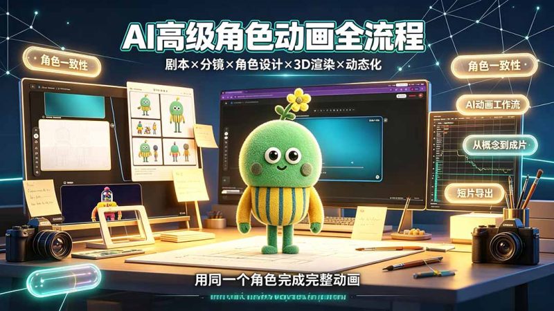 AI高级角色动画全流程：剧本×分镜×角色设计×3D渲染×动态化，从概念到成片一站式教学-主题测试