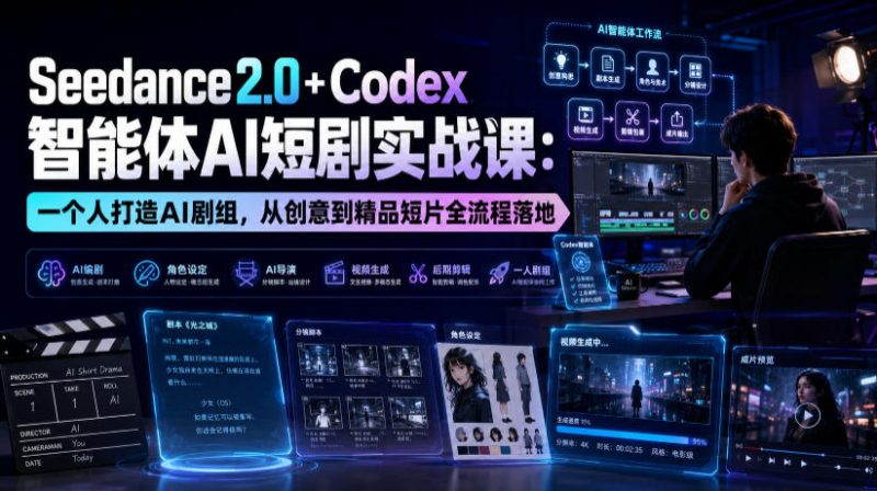 Seedance2.0+Codex智能体AI短剧实战课：一个人打造AI剧组，从创意到精品短片全流程-主题测试