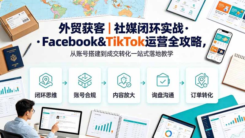 外贸获客｜社媒闭环实战·Facebook&TikTok运营全攻略，从账号搭建到成交转化一站式落地教学-主题测试