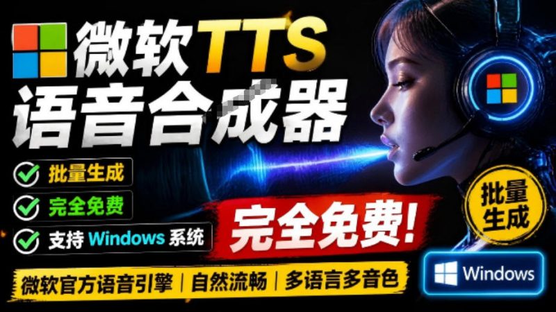 微软TTS免费语音配音生成器，完全免费，支持多语音、多音色选择，Windows系统专用TTS语音合成器-主题测试