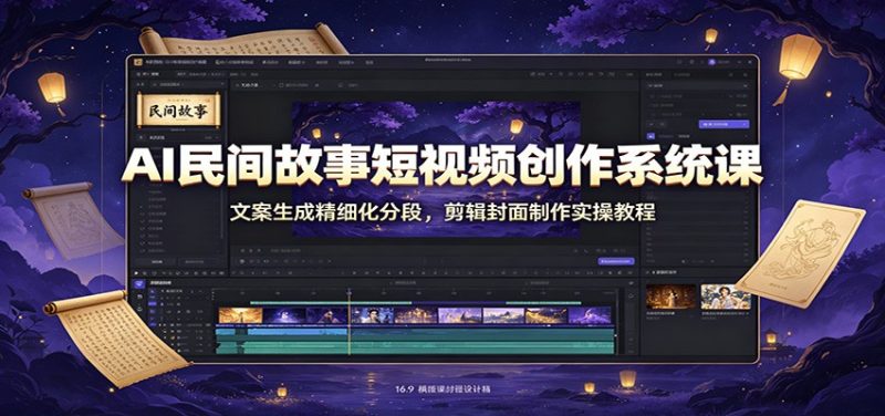 AI民间故事短视频创作系统课：文案生成精细化分段，剪辑封面制作实操教程-主题测试